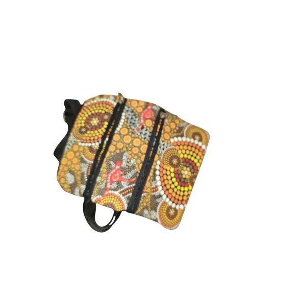 Bunabiri Australia Aboriginal Art 3 Zip Cross-Body Bag Colours of the Land - Picture 3 of 8